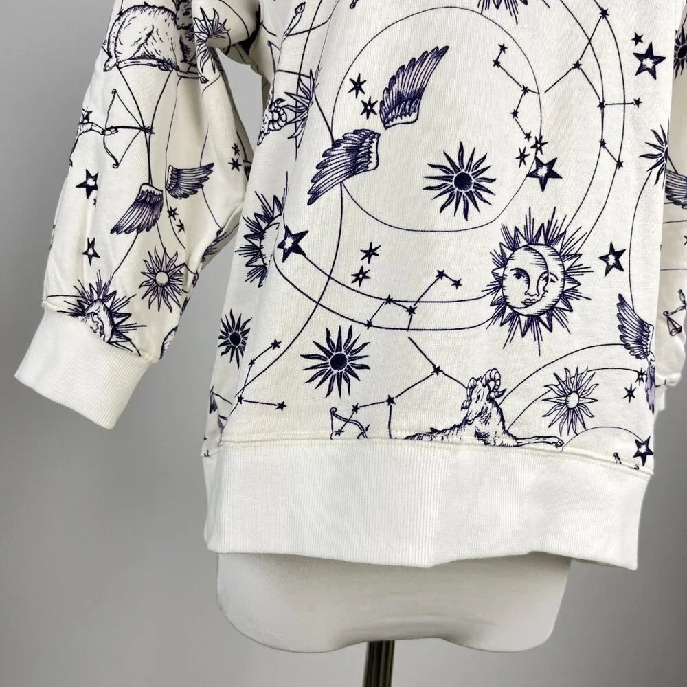 NWT Johnny Was Celestial Horoscope Sweatshirt Size S Ivory Crew Neck